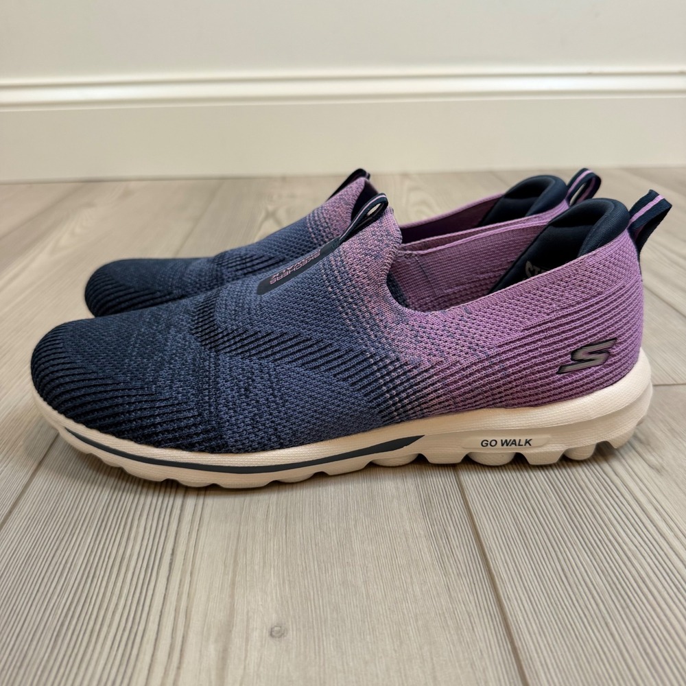 Skechers Go Walk Travel Navy Purple Ombre Slip On Walking Shoes 124764 Womens 11